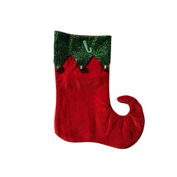 Holiday Helper Elf Style Jingle Bells 17.5" Christmas Stockings x 2 - Picture 9 of 12